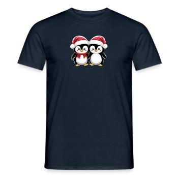 « Amis pingouins de Noël » - T-shirt homme - marine - Devant - AI Model Male 178 light (178cm)