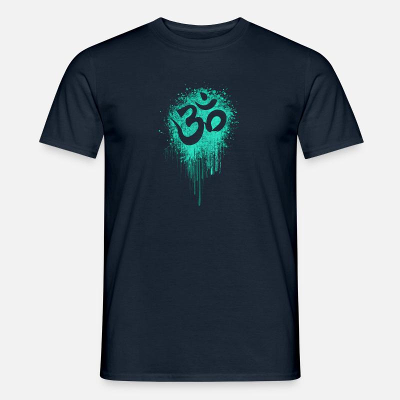 Psychedelic Om Goa Psytrance Splash - Männer T-Shirt - Navy