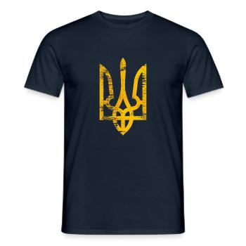 Ukrainisches Wappen Tryzub - Männer T-Shirt - Navy - Vorne - AI Model Male 178 light (178cm)