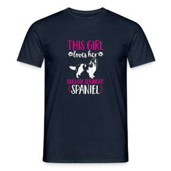 English Springer Spaniel Dog - Men's T-Shirt - navy - Front - AI Model Male 178 light (178cm)