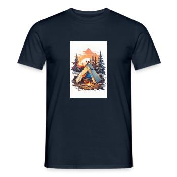 Vintage Campfire Serenity - Männer T-Shirt - Navy - Vorne - AI Model Male 178 light (178cm)
