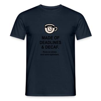 Deadlines and Decaf - Men's T-Shirt - navy - Front - AI Model Male 178 light (178cm)