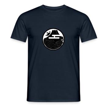 Japanese motif "Fuji and wave" - Men's T-Shirt - navy - Front - AI Model Male 178 light (178cm)