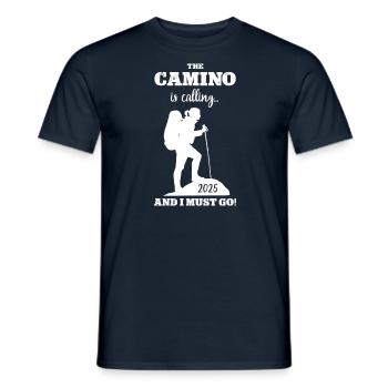 Camino de Santiago Pilger Reise 2025 Wandern Route - Männer T-Shirt - Navy - Vorne - AI Model Male 178 light (178cm)