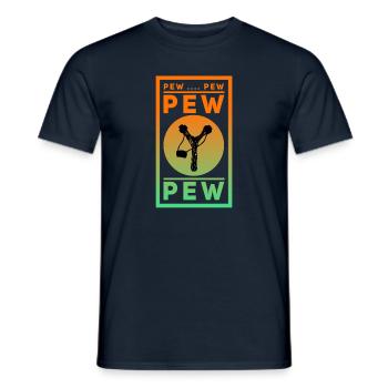 Funny pew-pew-t-shirt - Men's T-Shirt - navy - Front - AI Model Male 178 light (178cm)