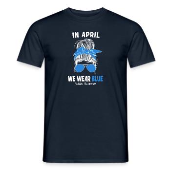 En avril, nous portons Blue Autism Awareness - T-shirt homme - marine - Devant - AI Model Male 178 light (178cm)