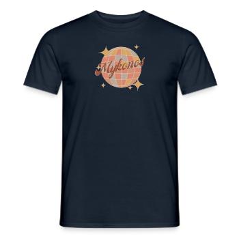 Mykonos Grèce rétro vintage boule disco - T-shirt homme - marine - Devant - AI Model Male 178 light (178cm)