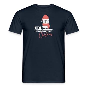 Pingouin de Noël (boy) - T-shirt homme - marine - Devant - AI Model Male 178 light (178cm)
