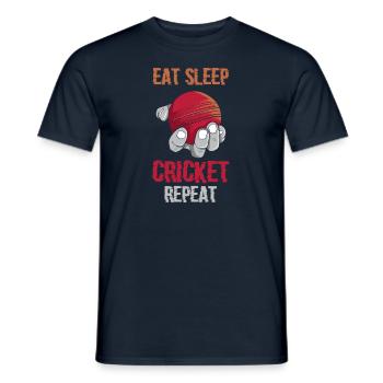 Eat Sleep Cricket Repeat Funny Cricket Ball Player - Men's T-Shirt - navy - Front - AI Model Male 178 light (178cm)