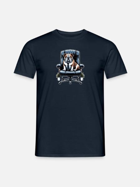 Bulldogge auf Chefsessel - Männer T-Shirt - Navy