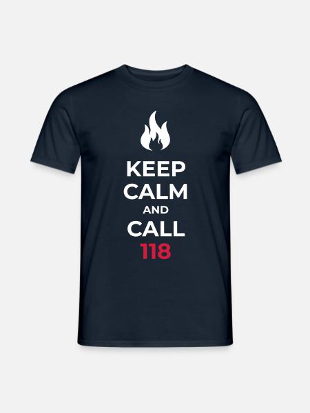 Restez calme et appelez le 118 numéro d'urgence suisse - T-shirt homme - marine