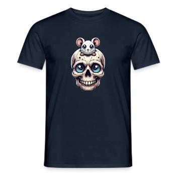 Skull mit süßer kleiner Maus auf der Stirn - Männer T-Shirt - Navy - Vorne - AI Model Male 178 light (178cm)