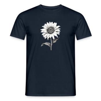 Tournesol dessins en noir et blanc. Sunflower - T-shirt homme - marine - Devant - AI Model Male 178 light (178cm)