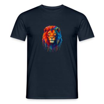 Lion multicolore - T-shirt homme - marine - Devant - AI Model Male 178 light (178cm)