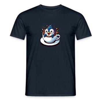 Funny Penguin Coffee Caffeine Lover - Men's T-Shirt - navy - Front - AI Model Male 178 light (178cm)