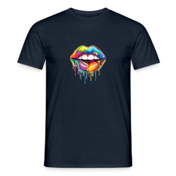 Regenbogen Lippen - Männer T-Shirt - Navy - Vorne - AI Model Male 178 light (178cm)