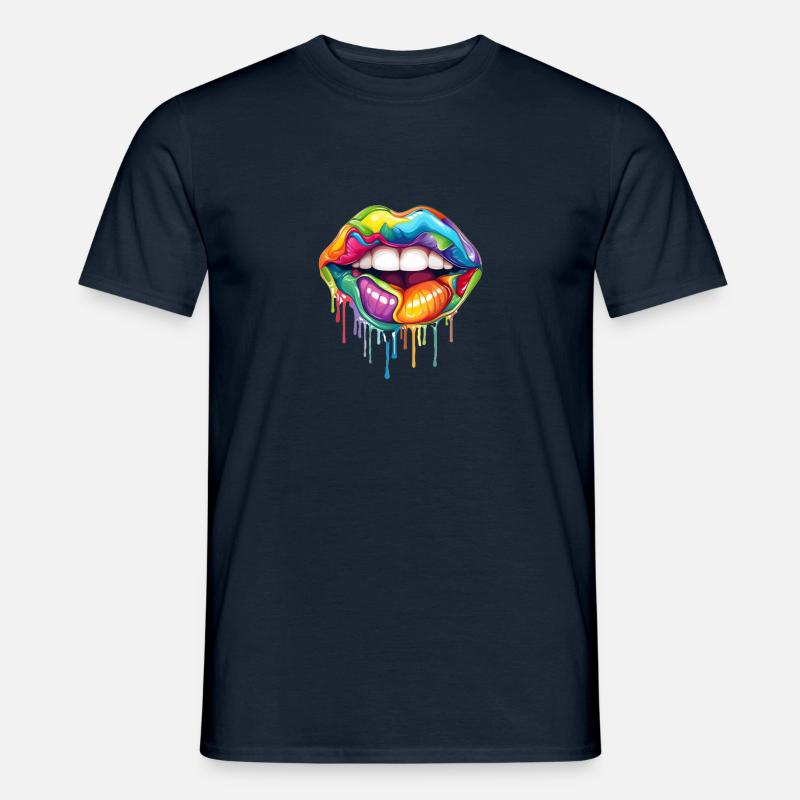 Rainbow Lips - Men's T-shirt - navy