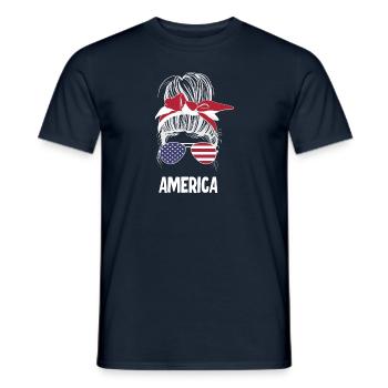 Messy Bun Amérique - T-shirt homme - marine - Devant - AI Model Male 178 light (178cm)