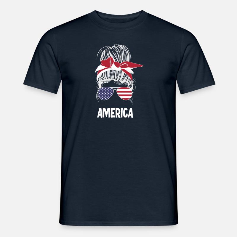 Messy Bun America - Männer T-Shirt - Navy