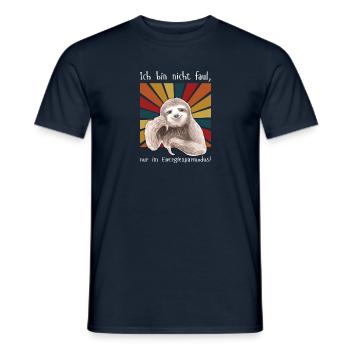 Lusitges Faultier mit Spruch (weiße Schrift) - Männer T-Shirt - Navy - Vorne - AI Model Male 178 light (178cm)