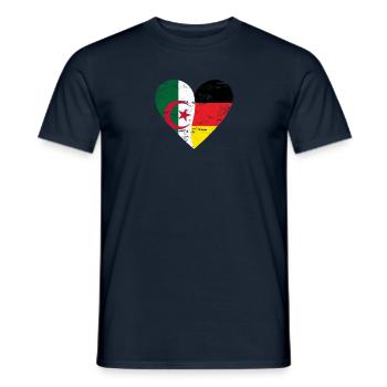 Algérie Allemagne Drapeau Coeur - T-shirt homme - marine - Devant - AI Model Male 178 light (178cm)