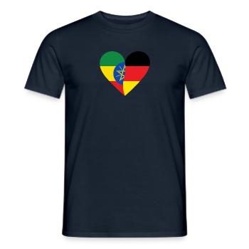 Ethiopia Germany Heart - Männer T-Shirt - Navy - Vorne - AI Model Male 178 light (178cm)
