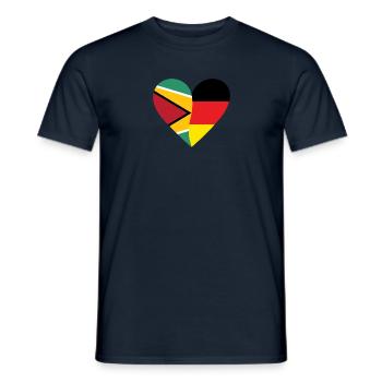 Guyana Germany Heart - Männer T-Shirt - Navy - Vorne - AI Model Male 178 light (178cm)