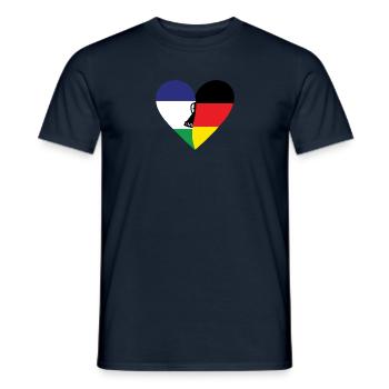 Lesotho Germany Heart - Männer T-Shirt - Navy - Vorne - AI Model Male 178 light (178cm)