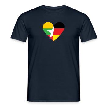 Myanmar Germany Heart - Männer T-Shirt - Navy - Vorne - AI Model Male 178 light (178cm)