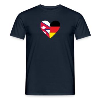Nepal Germany Heart - Männer T-Shirt - Navy - Vorne - AI Model Male 178 light (178cm)