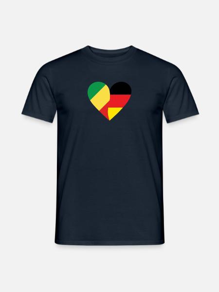 Republic of the Congo Germany Heart - Männer T-Shirt - Navy