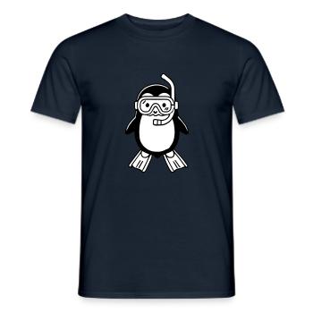 Pingouin mignon qui fait de la plongée avec tuba - Illustration d’art numérique - T-shirt homme - marine - Devant - AI Model Male 178 light (178cm)