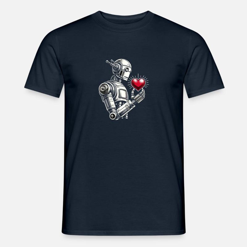 Roboter mit Herz - Männer T-Shirt - Navy