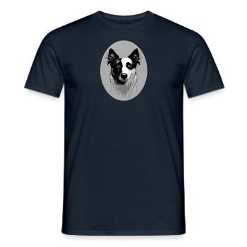 Border Collie Schwarz-Weiß oval - Männer T-Shirt - Navy - Vorne - AI Model Male 178 light (178cm)