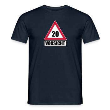 Vorsicht Achtung 20 - Männer T-Shirt - Navy - Vorne - AI Model Male 178 light (178cm)