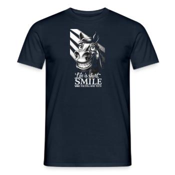 Life is short, smile while you still have teeth - Men's T-Shirt - navy - Front - AI Model Male 178 light (178cm)