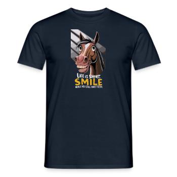 Life is short, smile while you still have teeth - Men's T-Shirt - navy - Front - AI Model Male 178 light (178cm)