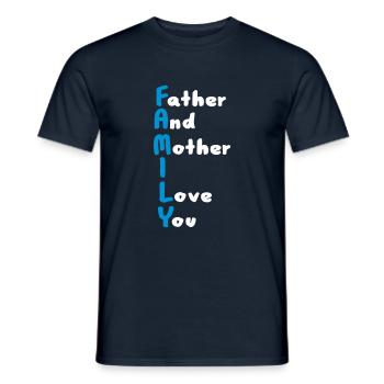 FAMILY (Father And Mother I Love You) - T-shirt homme - marine - Devant - AI Model Male 178 light (178cm)