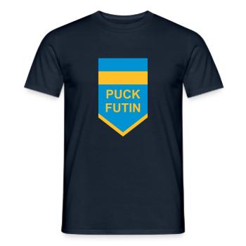 puck futin logo design - Men's T-Shirt - navy - Front - AI Model Male 178 light (178cm)
