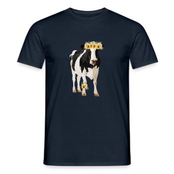 Holstein Kuh mit Blüten - Männer T-Shirt - Navy - Vorne - AI Model Male 178 light (178cm)