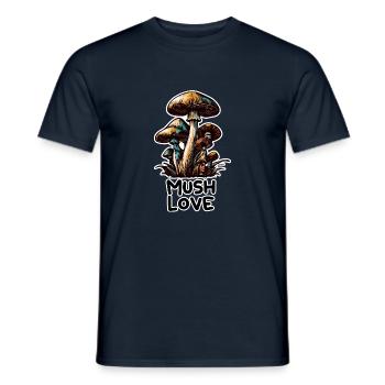 PILZ. MUSH LIEBE - Männer T-Shirt - Navy - Vorne - AI Model Male 178 light (178cm)
