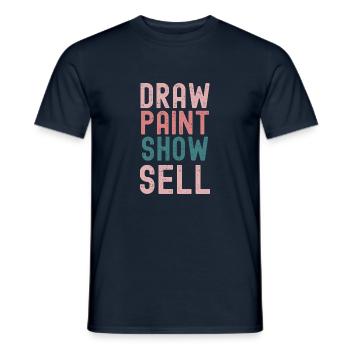 "Künstlerischer Prozess und Kommerz" - Männer T-Shirt - Navy - Vorne - AI Model Male 178 light (178cm)