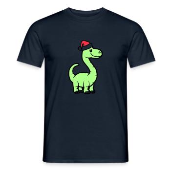 Dinosaurier Brontosaurus Weihnachtsmann - Männer T-Shirt - Navy - Vorne - AI Model Male 178 light (178cm)