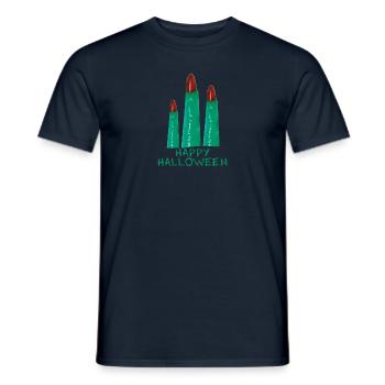 Halloween, vinger, happy halloween, groene vingers, - Heren T-shirt - navy - Voor - AI Model Male 178 light (178cm)