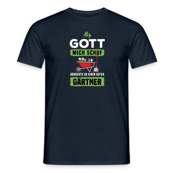 Als Gott Mich Schuf Braucht Er Einen Guten Gärtner - Männer T-Shirt - Navy - Vorne - AI Model Male 178 light (178cm)