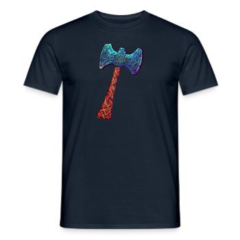 Cool Viking axe decorated with runes - Men's T-Shirt - navy - Front - AI Model Male 178 light (178cm)