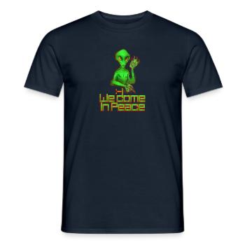 we come in peace - Männer T-Shirt - Navy - Vorne - AI Model Male 178 light (178cm)