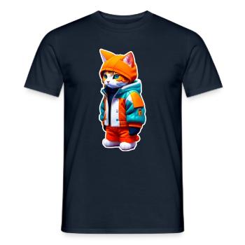 Space Cat - Männer T-Shirt - Navy - Vorne - AI Model Male 178 light (178cm)