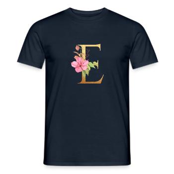 Letter E - Men's T-Shirt - navy - Front - AI Model Male 178 light (178cm)