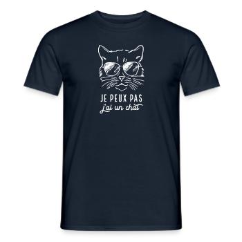 Je peux pas j'ai un chat - T-shirt homme - marine - Devant - AI Model Male 178 light (178cm)